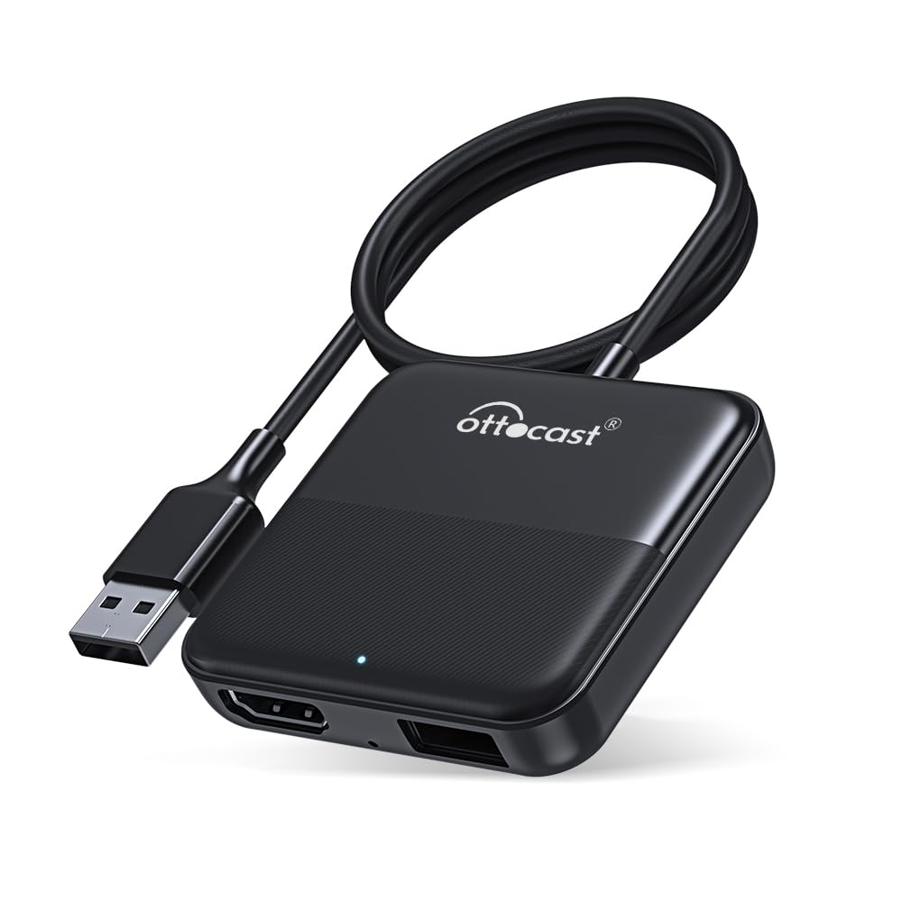 OTTOCAST Car TV Mate - Fire TV Stick Converter for Car - Plug & Play, Stable Fast, No Latency - Compatible with SetTop Box, Switch, etc - HDMI to USB Port Converter for The OEM Factory CarPlay Cars