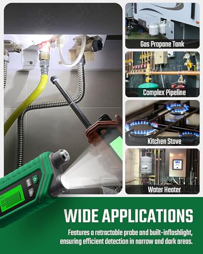 TopTes PT760 Rechargeable Natural Gas Detector, Gas Leak Detector with 12-inch Extendable Probe,%LEL Propane Leak Detector with Built-in Flashlight for Methane, Butane, Combustible Gas for Home, RV