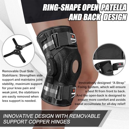 NEENCA Professional Knee Brace for Knee Pain, Hinged Knee Support with Patented X-Strap Fixing System, Medical for Pain Relief, Arthritis, Meniscus Tear, ACL, PCL, MCL, Runner, Sport -FSA/HSA Eligible