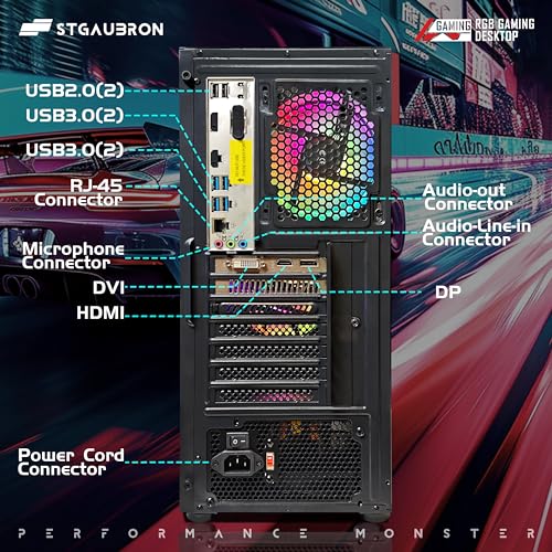 STGAubron Gaming Desktp PC, Radeon RX 560 4G, Intel Core I3-10105F 3.7 up to 4.4G, 16G DDR4, 512G SSD, 600M WiFi, BT 5.0, RGB Fan x 4, RGB Keyboard & Mouse & Mouse Pad, W11H64