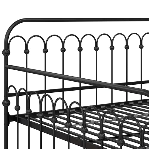 Novogratz Bright Pop Full Metal Daybed with Twin Trundle Bed, Black