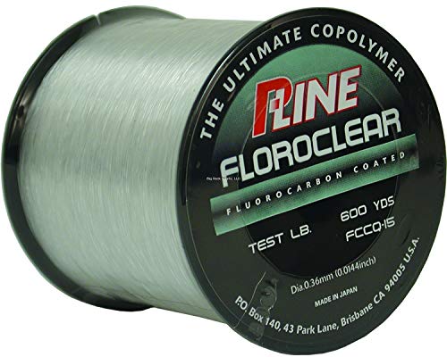 P-Line Floroclear Fluorocarbon Coated Low Memory Copolymer 1/4lb Spool, 4lb-600yd, Clear, 4-Pound, 600-Yard