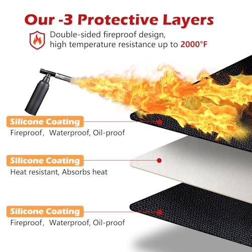 Demiwise 48X36in Grill Mats for Outdoor Grill,Waterproof,OilProof,Fireproof,Fits Most Grills, Smokers, Griddles and Outdoor Charcoal, Flat Top,Deck and Patio Protector