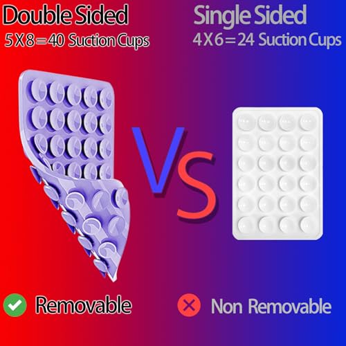 Giumel 2PCS Silicone Suction Phone Case Mount,Non Slip Suction Cup Phone Mount,Hands-Free Phone Accessories Holder for Selfies and Videos,Silicon Adhesive Phone Stand Sticky for Cell Phone Rose red
