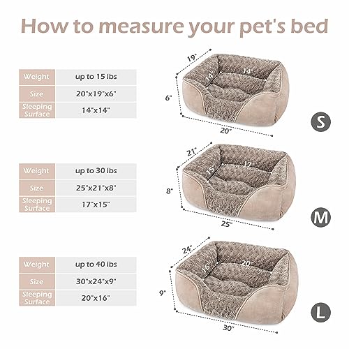 INVENHO Small Dog Bed for Large Medium Small Dogs Rectangle Washable Dog Bed, Orthopedic Dog Bed, Soft Calming Sleeping Puppy Bed Durable Pet Cuddler with Anti-Slip Bottom S(20"x19"x6")