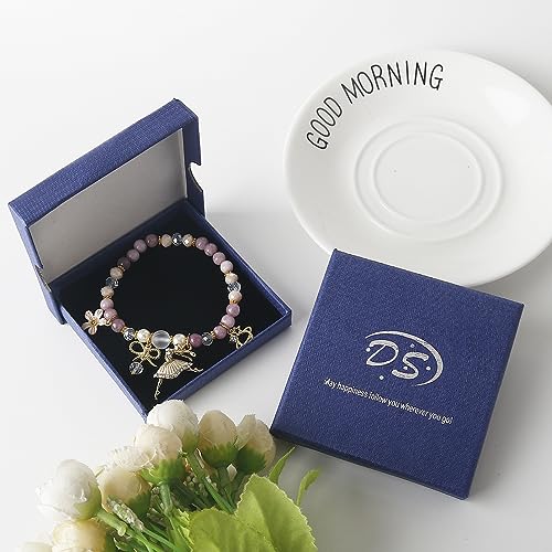 DS Beaded Charm Bracelets for Teen Girls Cute Cartoon 4 PCS Crystal Beads Pearl anime Bracelets for woman girls Adjustable Stretch bracelet anklets birthday Gift For daughter Friends-Purple Dolphin