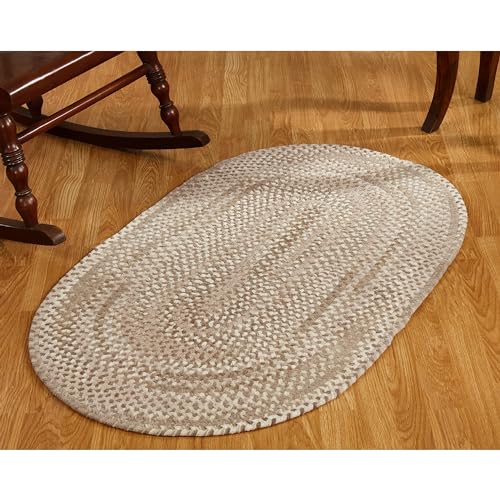 Better Trends Ombre Braided Area Rug, 20" x 30" Oval, Reversible and Durable, 100% Soft Cotton Chenille, Ideal for Kitchen, Living Room, Ergonomic Comfort Standing Braided Mat - Beige