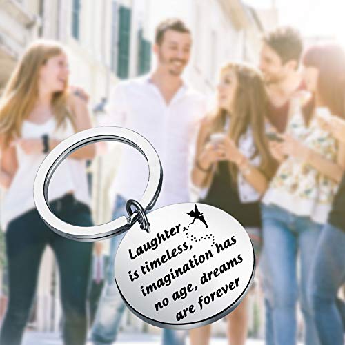 LQRI Womens Tinkerbell Jewerly Gift Laughter is Timeless Imagination Has No Age Dreams Are Forever Keychain Fairy Gifts for BFF Best Friends Sisters Daughters (Laughter is timeless)