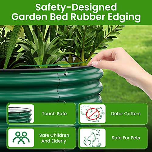 Nossta Round Raised Garden Beds, 42''x42''x17''Outdoor Galvanized Garden Planter Box for Vegetable Fruits Flower Herb (Deep Green)