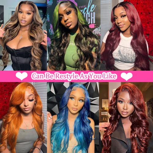 YELHADU Ombre Lace Front Wig Human Hair 1B/30 Highlight HD Frontal Glueless Wigs Human Hair Colored Ombre Brown 180 Density 13x4 Body Wave Lace Front Wigs Human Hair Pre Plucked 22 Inch