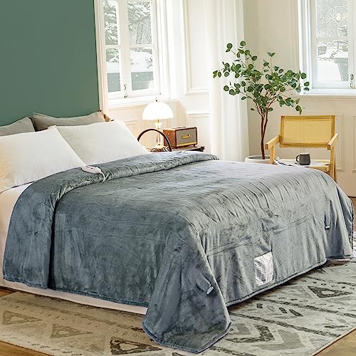 JET'S HOME Heated Blanket 50"x60" - ETL&FCC Certified Flannel Electric Blanket Throw Machine Washable Heating Blanket with 5 Heating Levels 3 Hours Auto-Off Overheating Protection (Blue)