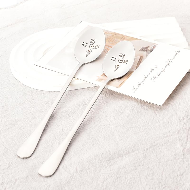 Funny Couple Gifts Spoon for Him and Her Wedding Gifts for Husband Anniversary Day Gift for Her Wife Girlfriend Birthday Gifts from Boyfriend Christmas Gifts for Ice Cream Lovers Bday Gift Ideas