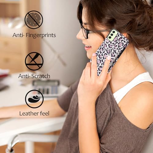 Phone Case for Samsung Galaxy A54 5G Wallet Cover with Tempered Glass Screen Protector and RFID Slim Credit Card Holder Slot Stand Cheetah Leopard Print Cell A 54 54A SM A546U 2023 Women Girl Men Pink