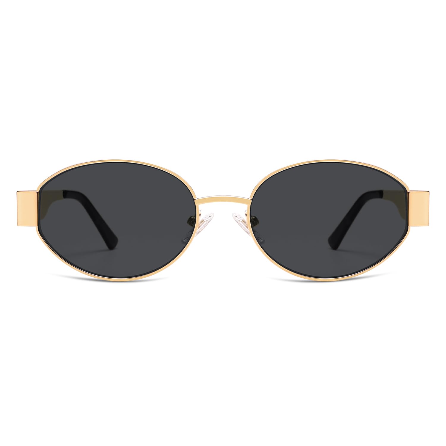 SOJOS Retro Oval Sunglasses for Women Trendy Classic Shades UV400 Protection, Gold/Grey