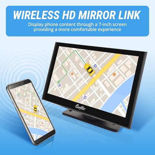 Carflix Portable Wireless CarPlay Screen for Car- 7 Inch Car Play Screen & Stereo Compatible with Android Auto and Apple CarPlay - Bluetooth, Navigation Screen for All Vehicles (7 Inch)