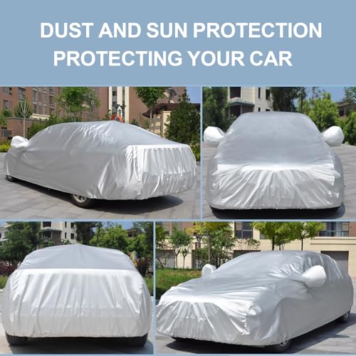 brotsun Car Cover, car Cover Waterproof All Weather, Car Covers for Automobiles, Outdoor Full Cover, dust Prevention, Ultraviolet-Proof, Frost and Snow Prevention, Universal (163 * 66 Inches)