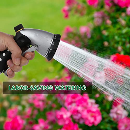 RESTMO Garden Hose Nozzle, Heavy Duty Metal Water Hose Sprayer with 7 Watering Patterns, Thumb Control, On Off Valve, High Pressure Nozzle Sprayer for Watering Plants, Car and Pet Washing