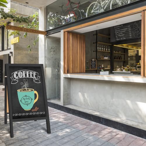 TEAKMAMA Extra Large Wooden 40x22 Chalkboard, Double-Sided Sidewalk A Frame Chalkboard Sign, Sturdy Sandwich Board for Restaurant, Business or Wedding,Black