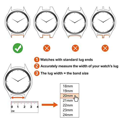 ANNEFIT Premium Silicone Watch Band, Quick Release Fluoro Rubber Strap 20mm with Black Buckle (Orange)