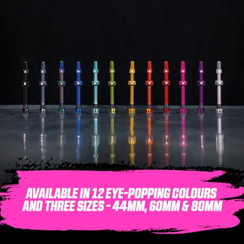 Muc-Off Tubeless Valves V2, Turquoise 60mm - Tubeless Valve Stems with Valve Core Removal Tool for Tubeless Tires - Includes Presta Valve Stem Caps