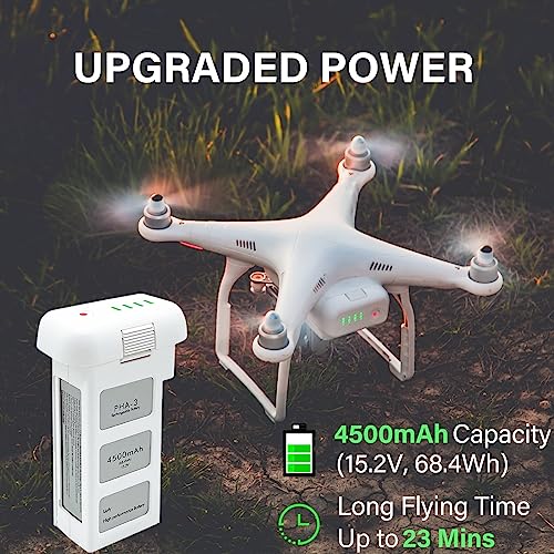 Satonaka Phantom 3 Battery, 4500mAh 15.2V Upgraded Intelligent Flight Drone Battery for DJI Phantom 3 Standard, DJI Phantom 3 Pro, DJI Phantom 3 Advanced, DJI Phantom 3 4K, DJI Phantom 3 SE