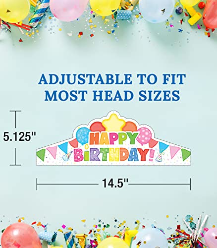 Carson Dellosa 30-Piece Paper Birthday Crowns for Kids, Colorful Classroom and Party Supplies, Happy Party Hats