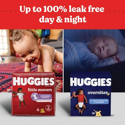 Huggies Size 4 Overnites Baby Diapers: Overnight Diapers, Size 4 (22-37 lbs), 116 Ct (2 Packs of 58)