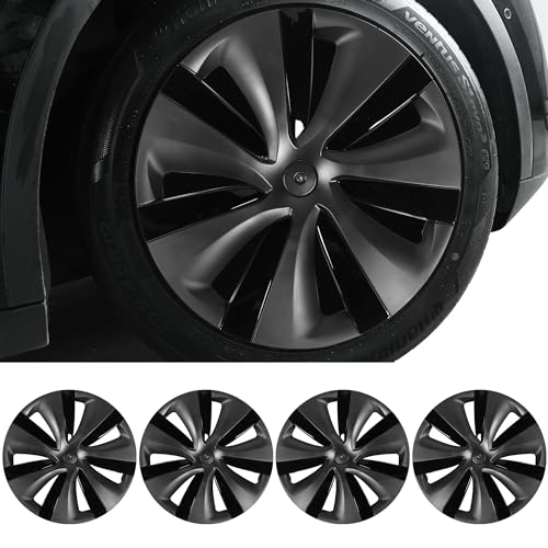 FORAUTOMOD 2024 Wheel Covers 19 Inch for Tesla Model Y, Hubcaps for Tesla Model Y, Left-Right Aero Symmetry Design Matte Black Wheel Cover HubCaps Compatible for Tesla Model Y 2021-2024, Set of 4