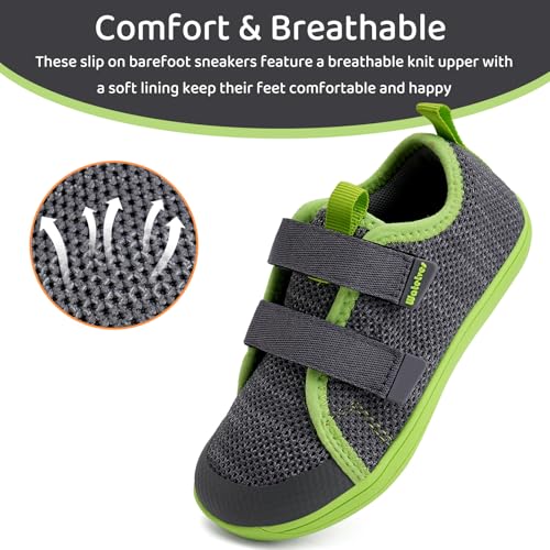 WateLves Toddler Little Kids Wide Barefoot Shoes The First Walking Shoes Girls Boys Breathable Zero Drop Minimalist Sneakers with Wide Toe Box Natural to Grow (Dark Gray, 32)