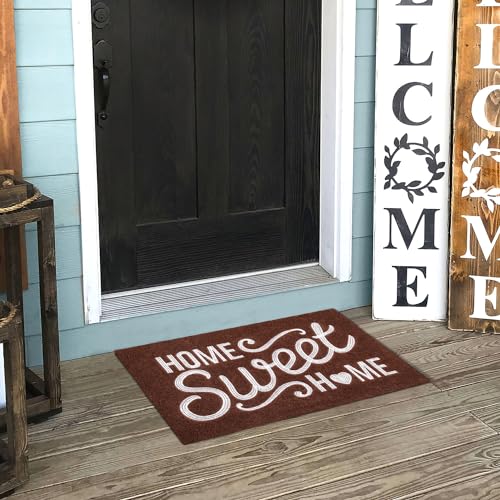 AAZZKANG Yellow Door Mat Outdoor Indoor Decorative Home Sweet Home Doormat with Non Slip Rubber Backing Ultra Absorb Mud Easy to Clean Entryway Mats