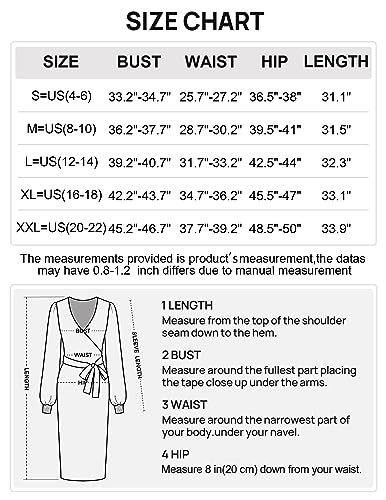 MEROKEETY Womens V Neck Lace Long Sleeve Sweater Dress Sexy Wrap Knit Bodycon Midi Dresses with Belt, White, Medium