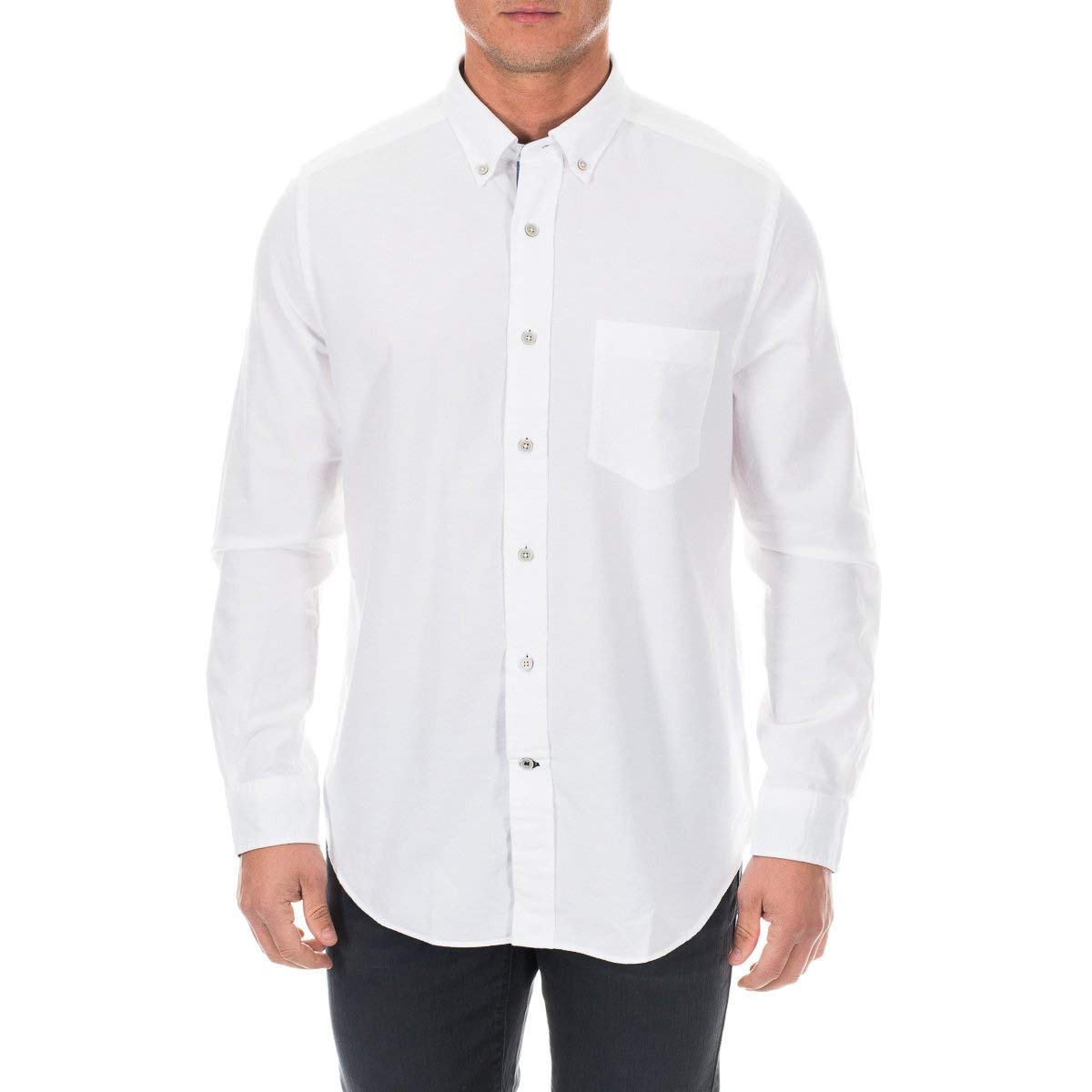 Nautica Men's Tall Long Sleeve Button Down Solid Oxford Shirt, White, 4X Big