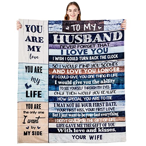 Anniversary Father's Day Birthday Gifts for Husband from Wife, You are My Life Wedding Valentine's Blankets Gifts to My Husband, Fleece Blankets Soft Bedding Sofa