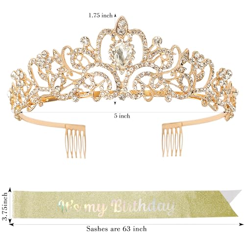 Birthday Decorations for Women, Birthday Sash and Tiara for Women, It's My Birthday' Sash Set for Women, Perfect Gold Decorations for Birthday Celebrations and Gifts