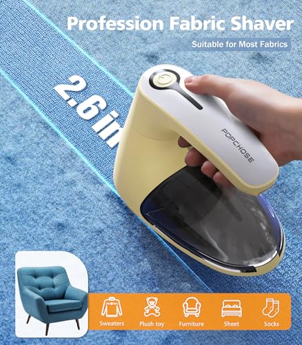 POPCHOSE Fabric Shaver, Rechargeable Lint Remover Defuzzer Sweater Shaver, Fuzz Remover for Clothes, Sweater, Furniture, Couch, Cashmere(Two 6-Leaf Blades Extra, Electrostatic Brush)…