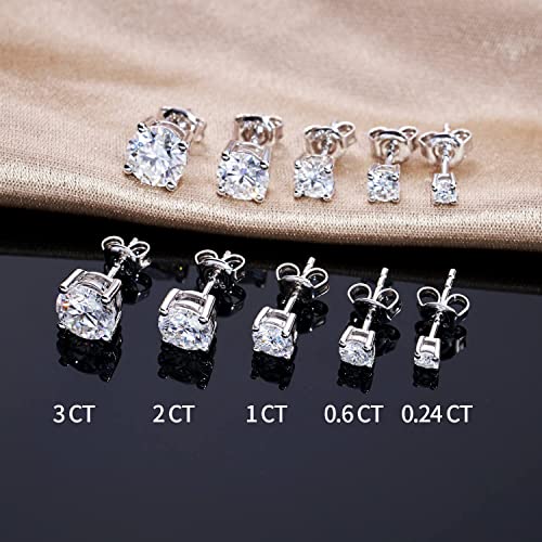 YODEWA Earrings for Women Trendy Hypoallergenic 925 Sterling Silver Cubic Zirconia Earrings Studs Jewelry Gifts for Women/Mom - CZ 2CT