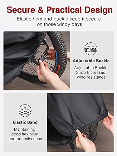 Puroma Bike Cover Outdoor Waterproof Bicycle Covers Rain Sun UV Dust Wind Proof with Lock Hole for Mountain Road Electric Bike, XL (Basic Black)