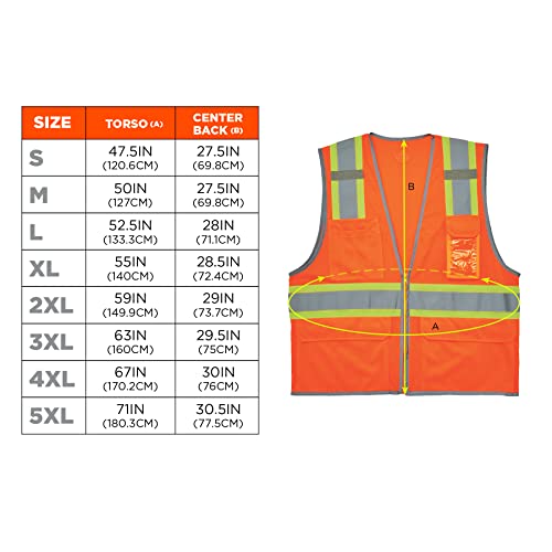 Ergodyne Unisex Two-tone - Class 2 Two Tone Mesh Vest Single Size, Orange, Small US