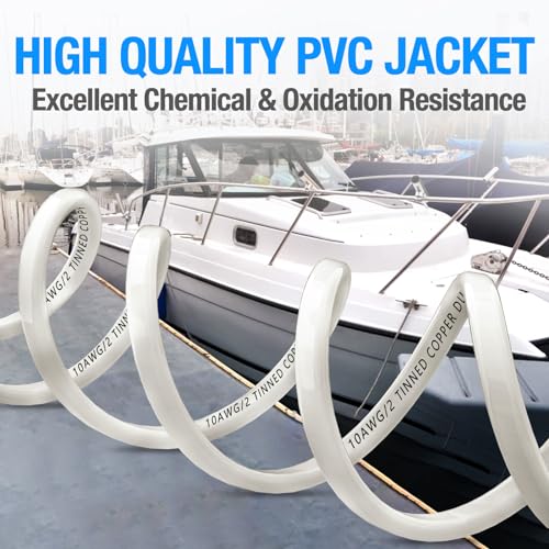 NAOEVO 8 Gauge Marine Wire Duplex Marine Grade Wire, 8 AWG Wire Stranded PVC Boat Electrical Wire, Waterproof/Corrosion Resistant/Tinned Copper 8/2 Wire for Boat/Automotive/RV/Solar (15FT-4.5M)