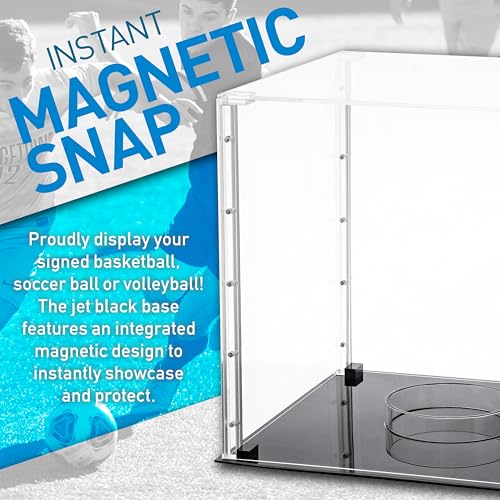 Franklin Sports Full Size Basketball / Soccer Acrylic Display Case – Magnetic Snap Together – Memorabilia – UV Protected – Sport Collectibles