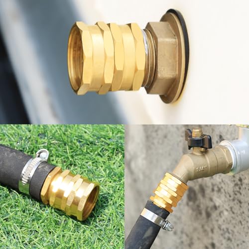 YELUN Garden Hose Fittings Connectors Adapter Solid Brass Repair double female to female faucet leader coupler dual water hose connector(3/4"GHT) (10-Pcs)
