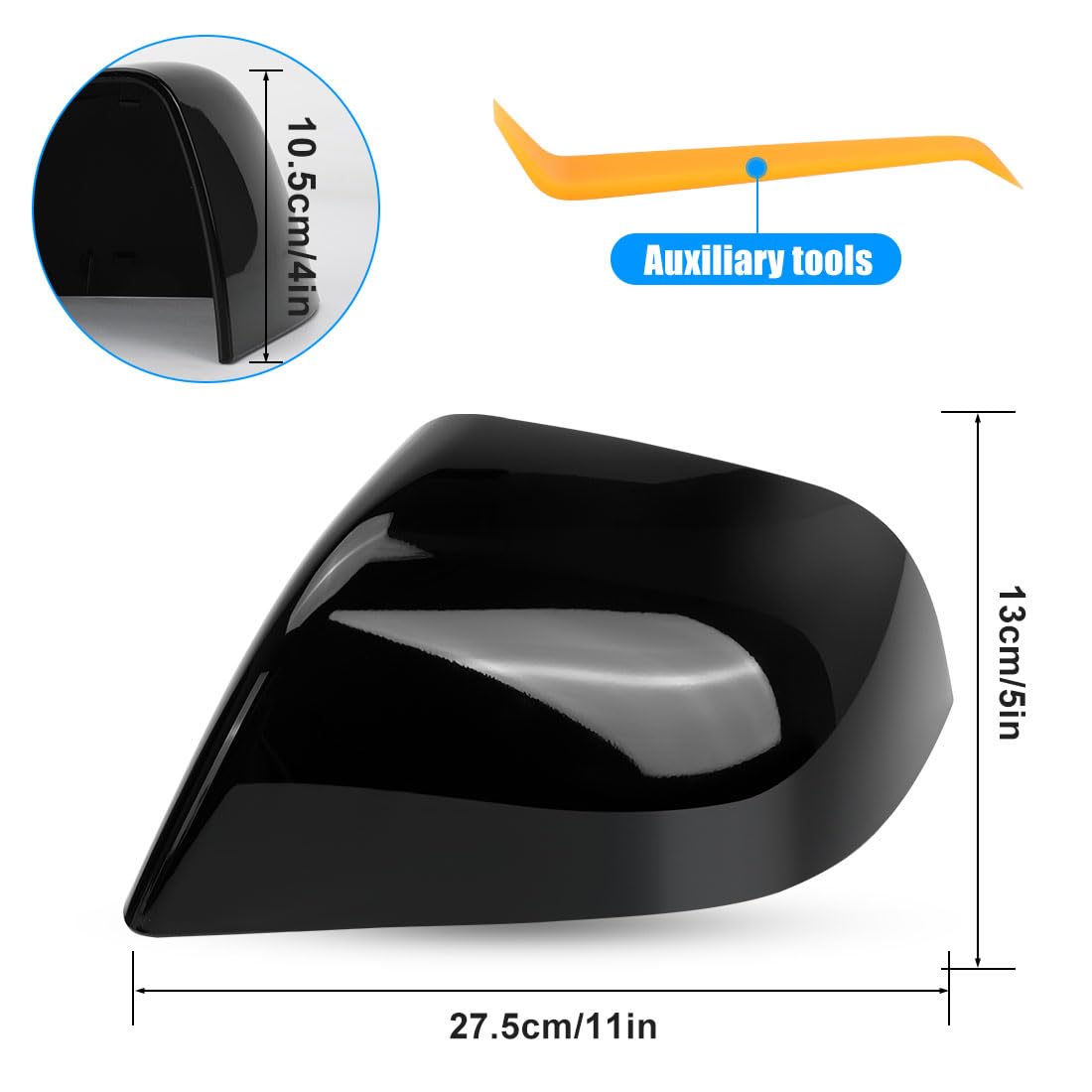 2 Pcs Replacement Glossy Black Shells Mirror Covers Compatible with 2017 2018 2019 2020 2021 2022 2023 Tesla Model 3