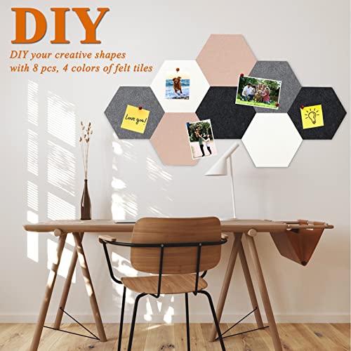 HULAVO 8Pcs Rectangle Felt Cork Board Bar Strips with 35 Pushpins, Self-Adhesive Bulletin Board Strips for Office School Home Wall Decor Stickers Memos Schedules Photos Display -Gradual Green