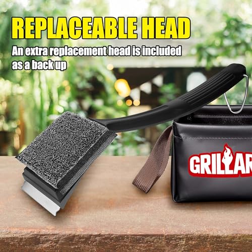 GRILLART Grill Brush Bristle Free, SteamWizards [Ultra Safe & Efficient] Grill Cleaner Brush with 1 Replacement Head, for Cast Iron and Stainless Steel Grates, BBQ Grill Brush for Outdoor Grill