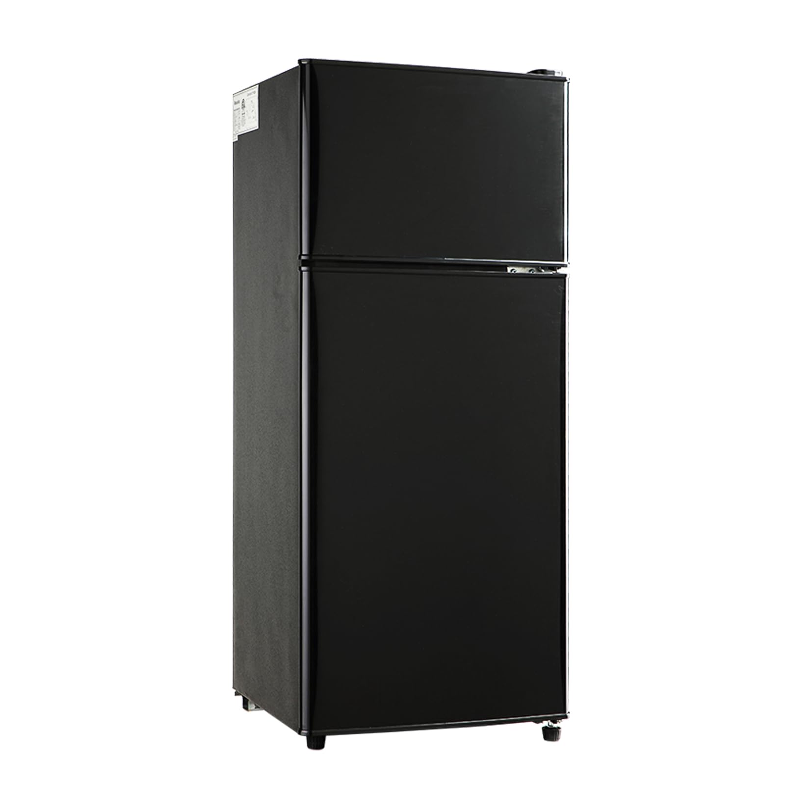 EUASOO FLS-80-BLACK 3.5Cu.Ft Compact, Small Refrigerator with Freezer, 7 Level Adjustable Thermostat, Retro Fridge with Dual Door for Garage, Dorm,Bedroom, Office, Apartment, Black