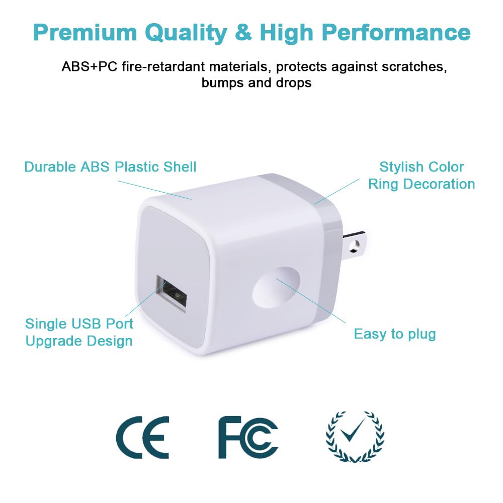 USB Wall Charger, Charger Block, 3-Pack Charging Cube 1A/5V One-Port Charging Block Charger Box for iPhone 16 15 14 13 12 11 Pro Max,SE,XR/XS/X,8/7/6,iPad,Samsung Galaxy S24 S23 A15,Note 20,LG,Pixel 9