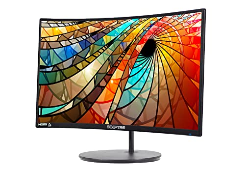 Sceptre 27" Curved 75Hz LED Monitor C278W-1920R Full HD 1080P HDMI DisplayPort VGA Speakers, Ultra Thin Metal Black, 1800R immersive curvature, 2018,Metallic Black