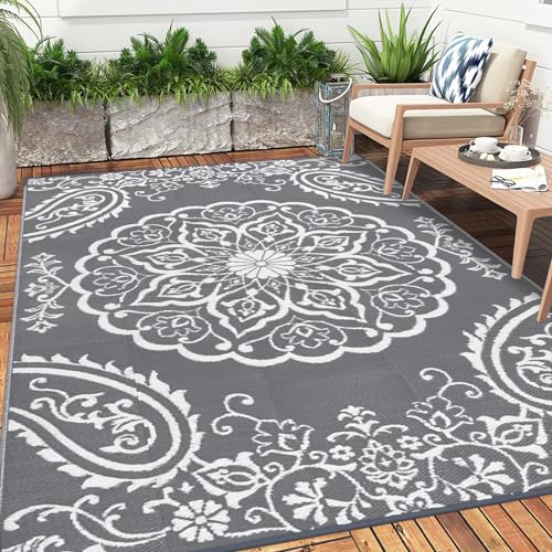 Pauwer Waterproof Outdoor Rug 6'x9', Reversible Outdoor Plastic Straw Rug, Outdoor Patio Rug for Camping, Outside RV Mat, Indoor Outdoor Rugs Carpet for RV, Picnic, Backyard, Deck, Balcony, Porch