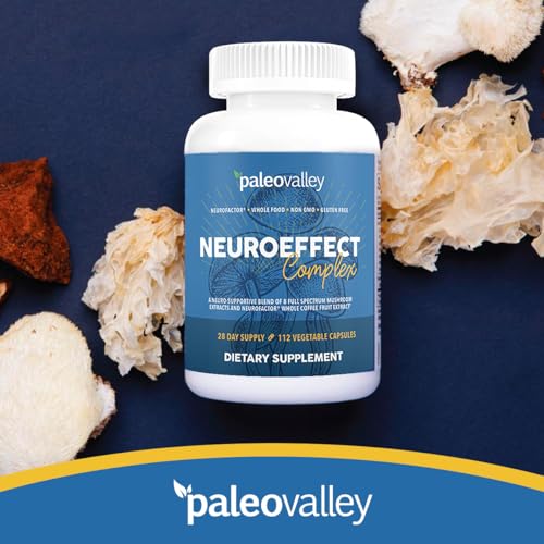 Paleovalley NeuroEffect - Neuro Mushroom Coffee Nutritional Supplement for Focus, Memory, and Energy Support - 28-Day Supply - 8 Full Spectrum Mushroom and Whole Coffee Fruit Extracts