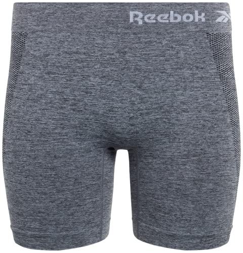Reebok Women's Boy Shorts Underwear - 3 Pack Seamless Long Leg Boyshorts Panties for Women (S-3X, available in Plus Size), Size Small, Black/Charcoal Melange/Black